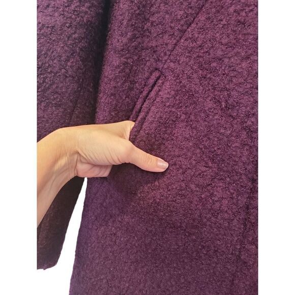 LOFT Wool Blend Funnel Neck Peacoat Women's Purple/ Eggplant Jacket | S EUC - Picture 3 of 16